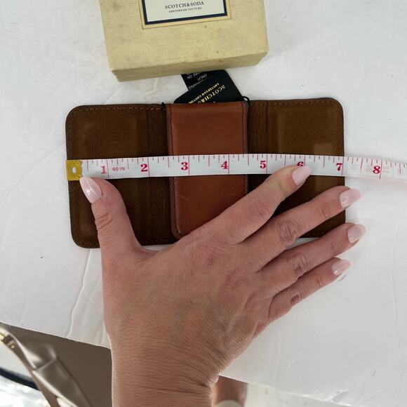 Scotch and Soda Brown Cognac Leather Moneyholder Clip Magntic NWT - Picture 4 of 6